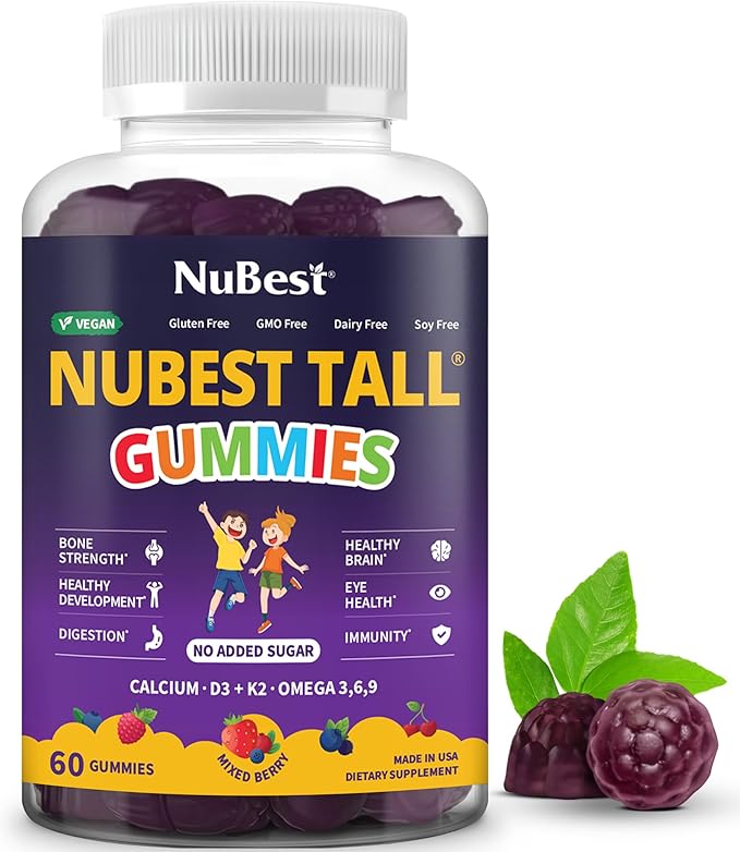 NuBest Tall Gummies for Kids Age 2+ & Teens Review | Bone Strength, Immunity, Digestive Health with Calcium, Vitamin D3, K2, B Complex, Magnesium, Zinc | 20+ Vitamins Berries Gummies, No Added Sugar 29 NuBest Tall Gummies for Kids Age 2